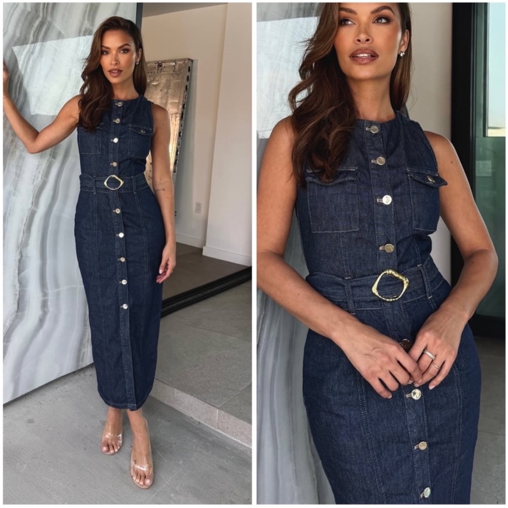 ZARA NWT Z1975 Belted Denim Dress